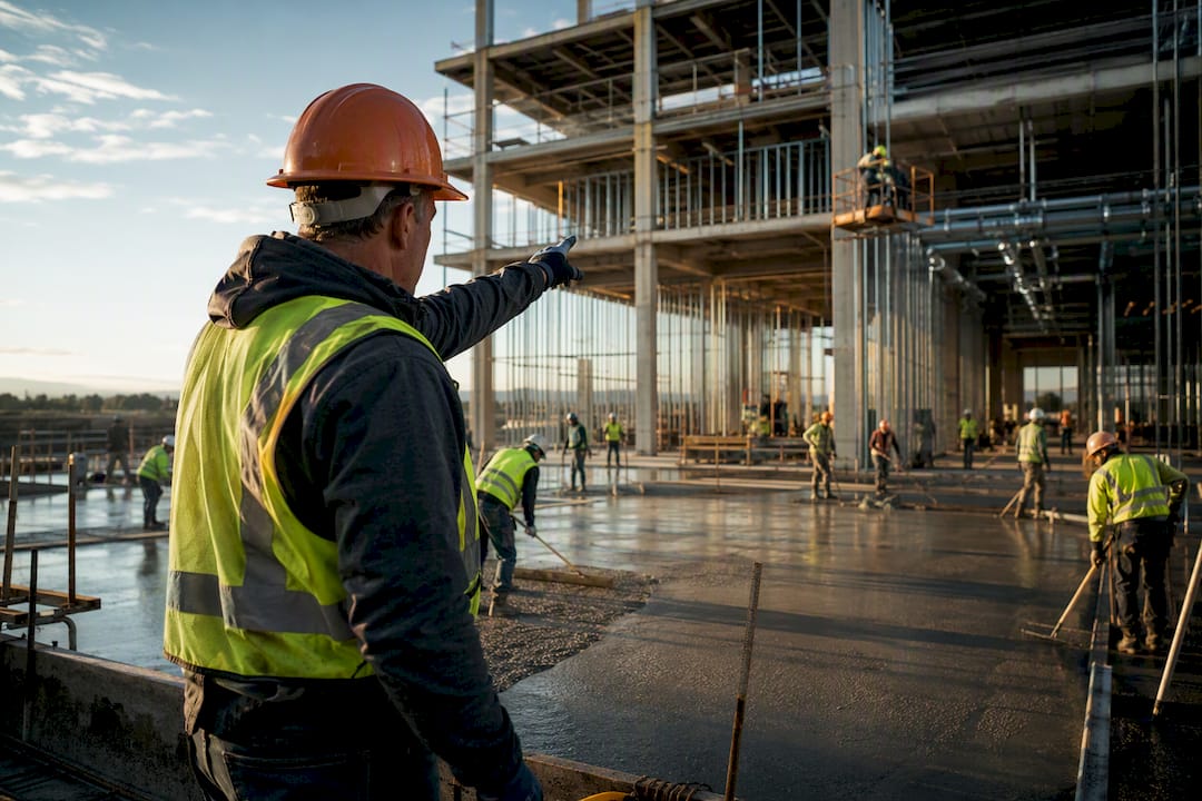 Construction crews working in scheduled phases