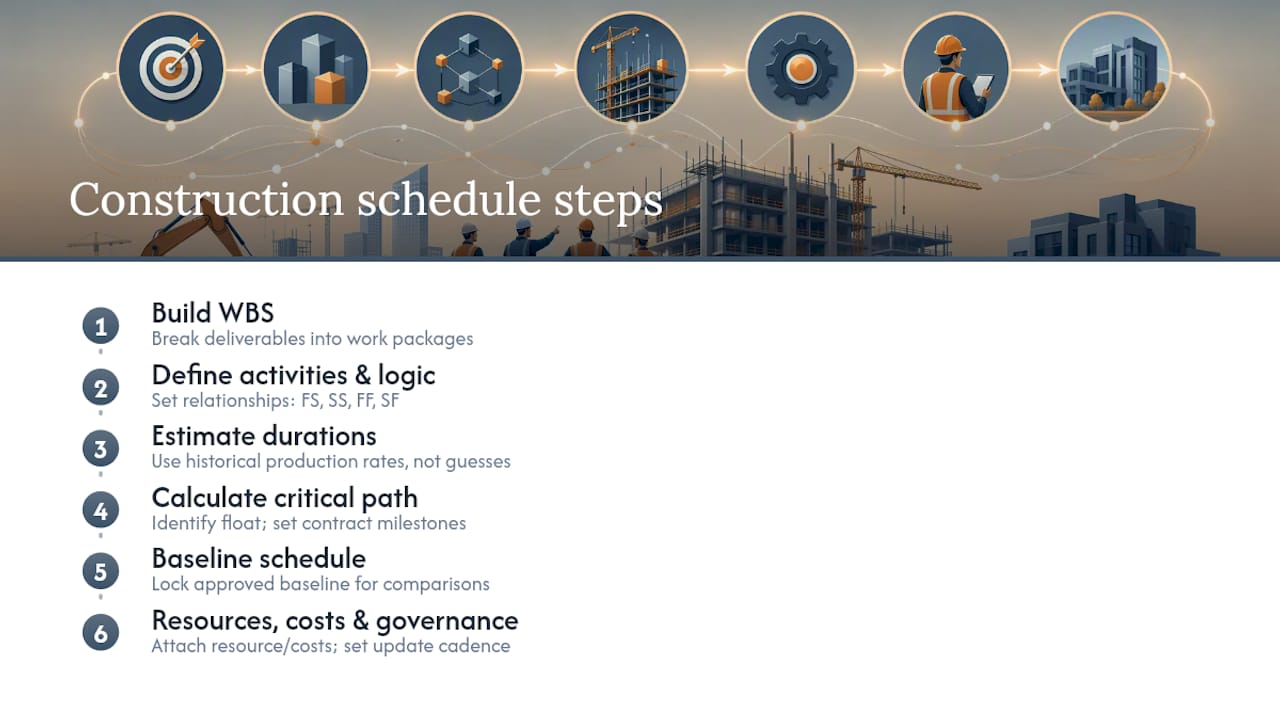 How to Build a Construction Schedule Step by Step — overview diagram
