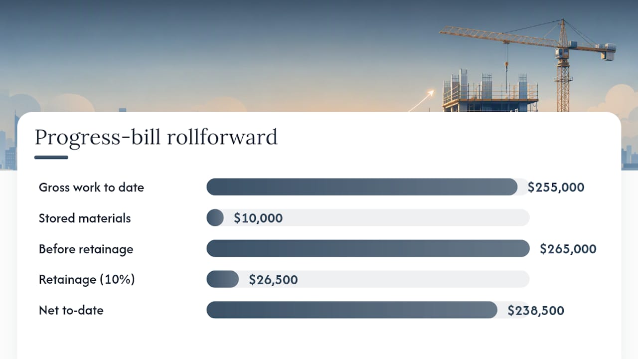 Progress billing calculation with retainage