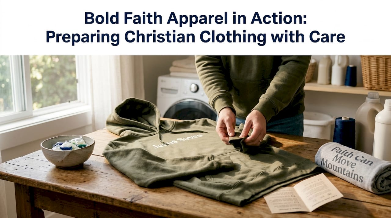 Hands caring for soft style Jesus Saves hoodie in laundry