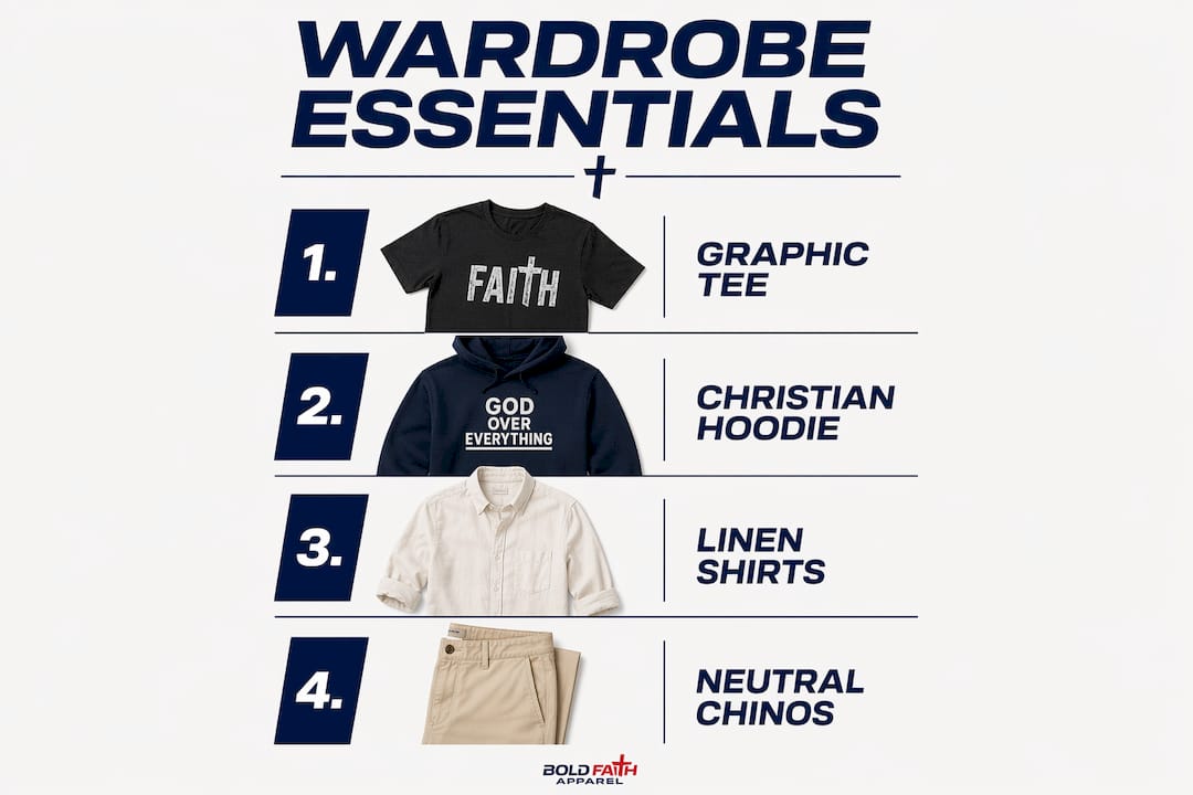 Infographic showing four essential bold faith wardrobe pieces