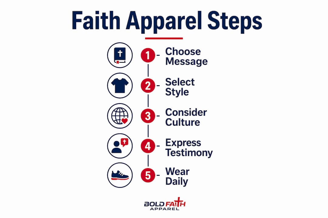 Infographic outlining steps to choose faith clothing