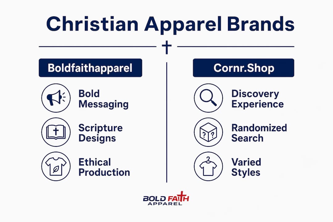 Infographic comparing Christian apparel brands