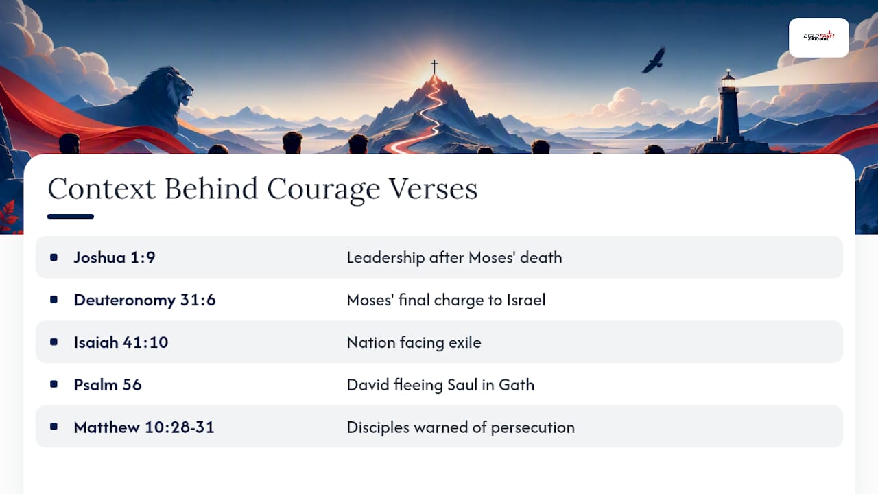 The Biblical Context Behind Each Courage Command — overview diagram