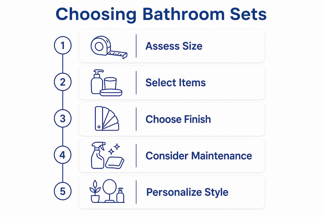 Infographic showing steps to choose bathroom accessory sets