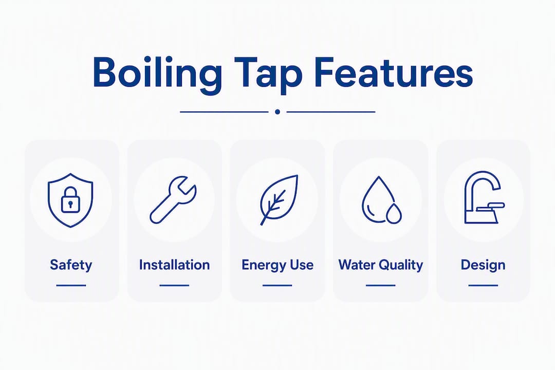 Infographic showing boiling water tap key features hierarchy