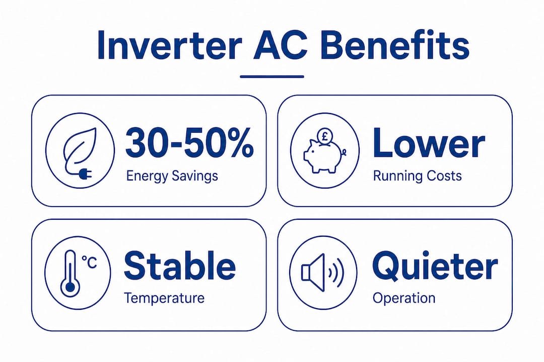 Infographic showing inverter air conditioner key benefits