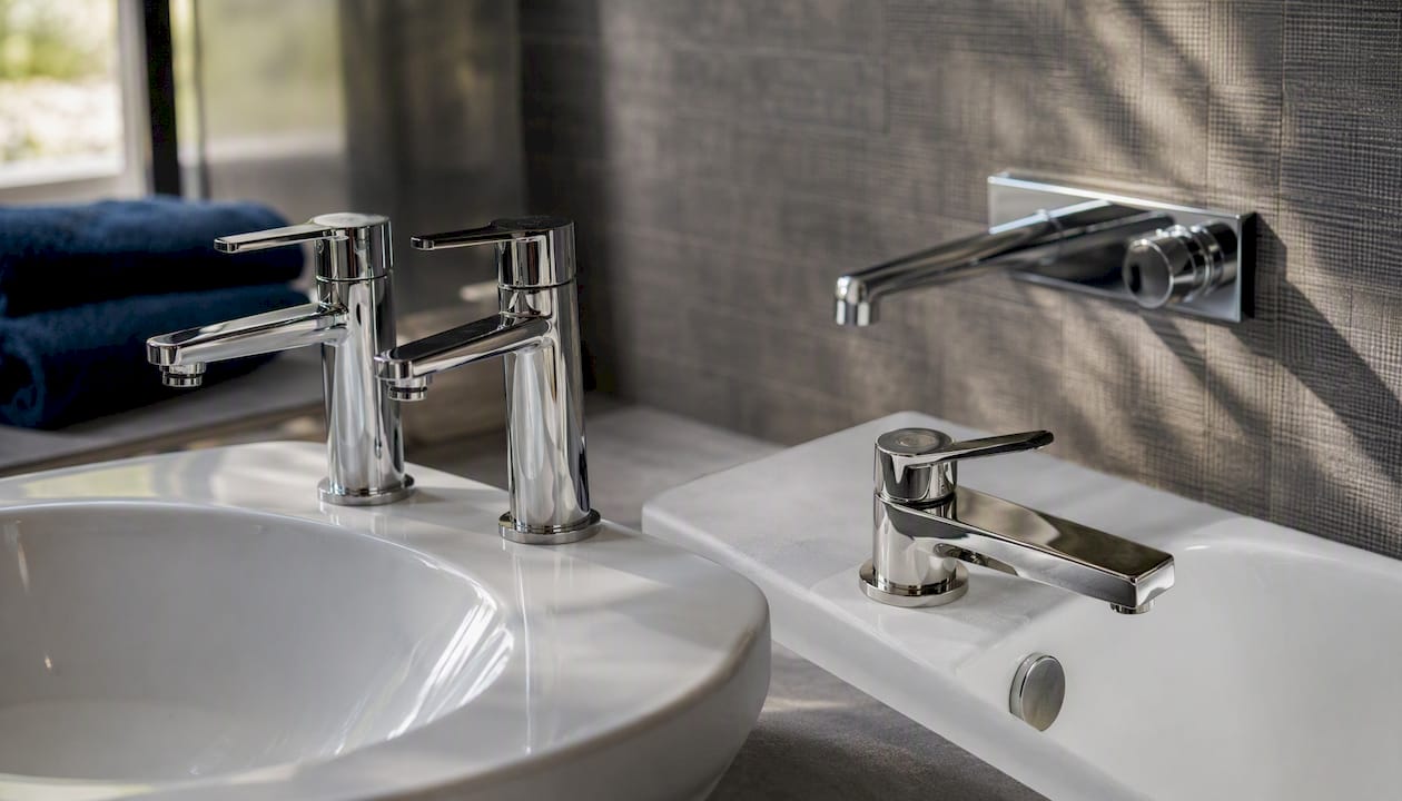 Various bathroom tap installation types