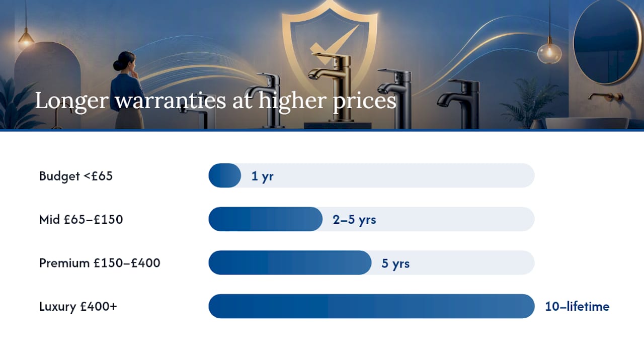 Comparison diagram of tap warranty coverage by price band
