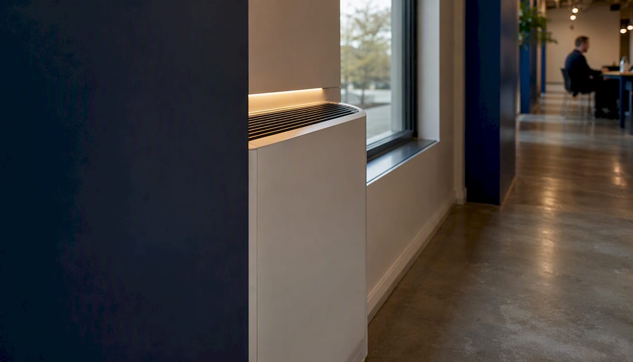 Partial air purifier in commercial hallway
