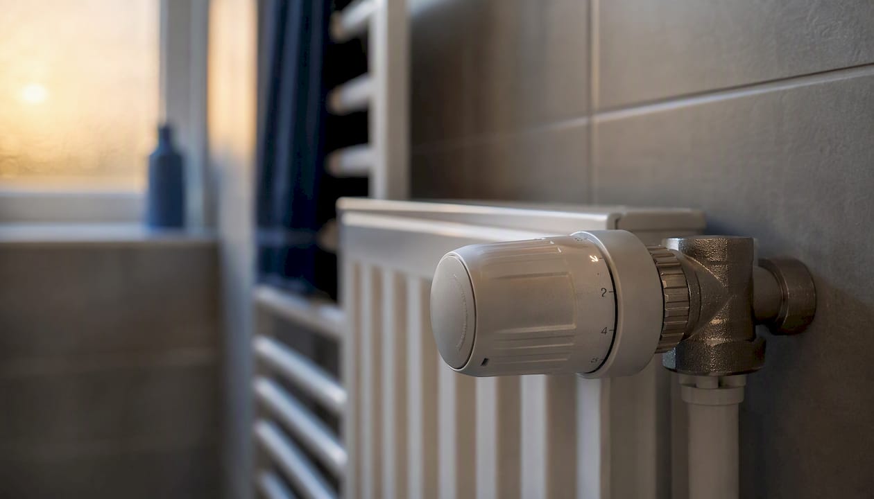 Thermostatic radiator valve sensor head close-up