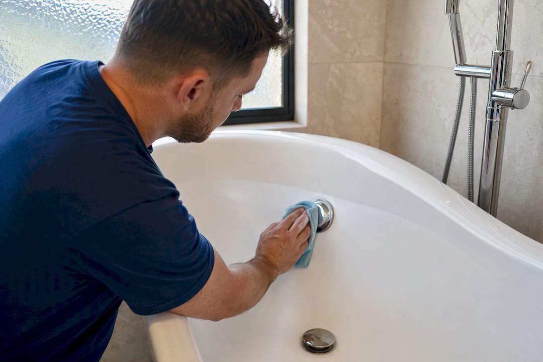 Hands cleaning bath overflow and waste plate
