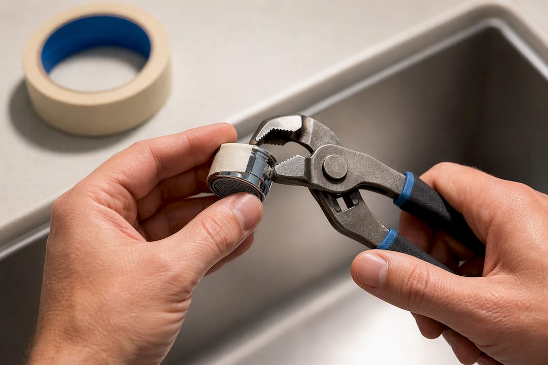 Tape protecting tap collar from pliers