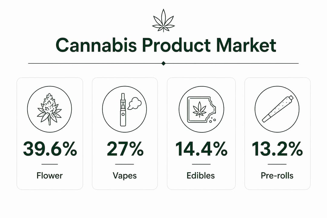 Infographic showing cannabis product sales percentages