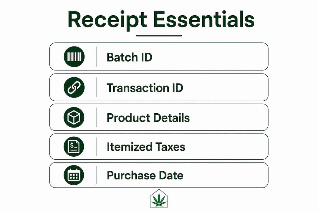 Infographic depicting key cannabis receipt information
