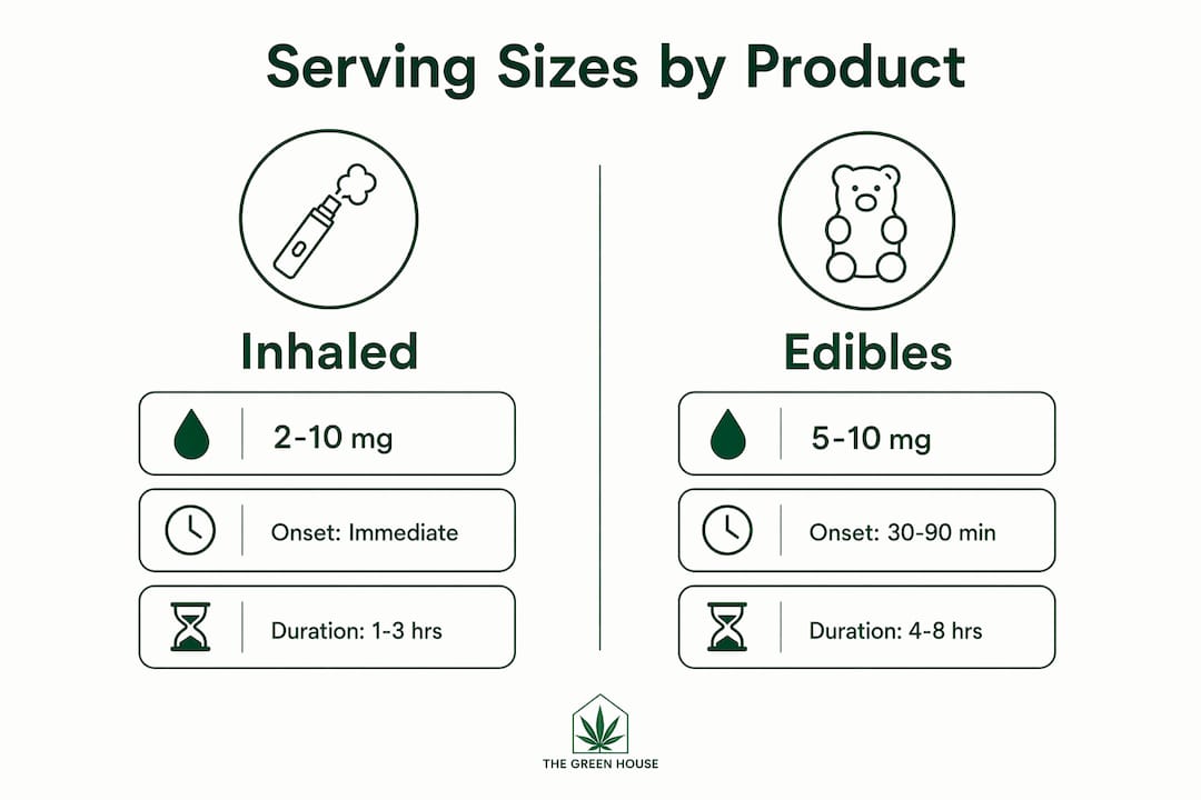Infographic comparing cannabis serving sizes and effects