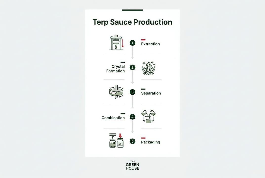Infographic showing terp sauce production steps