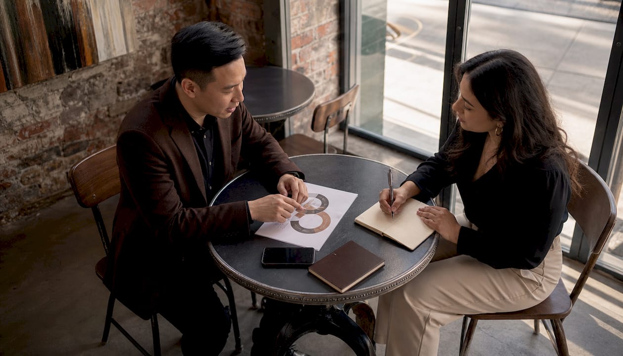 Two professionals discussing resilience process