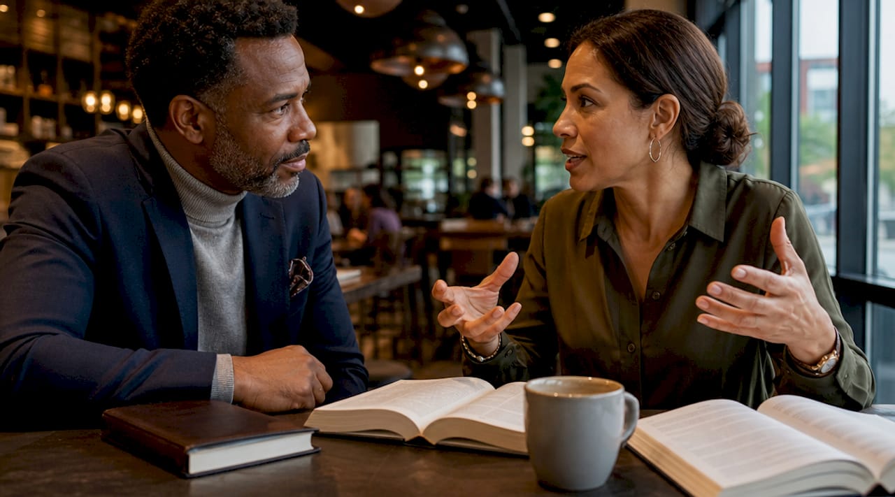 Two professionals discussing self-awareness