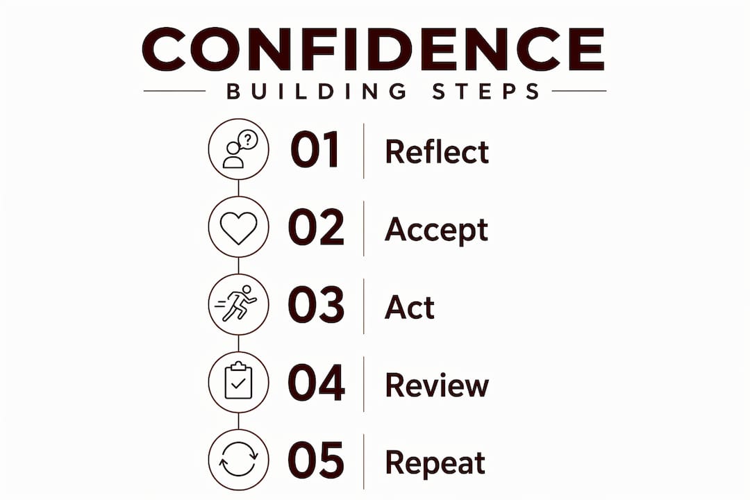 Infographic showing confidence building steps