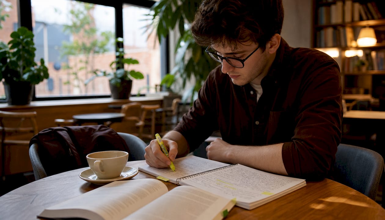 Student carefully weighing decision options