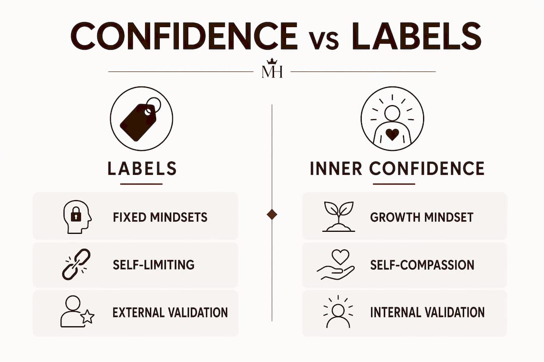 Infographic comparing inner confidence and labels