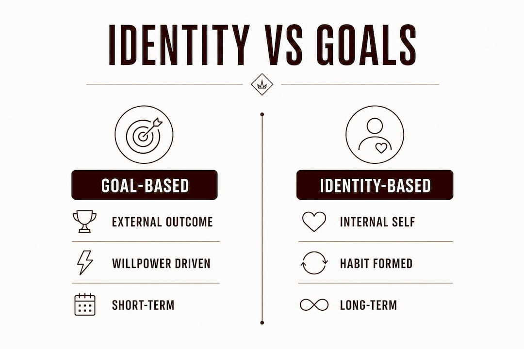 Infographic comparing identity-based and goal-based motivation