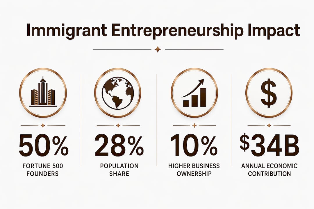 Infographic showing key immigrant entrepreneurship statistics
