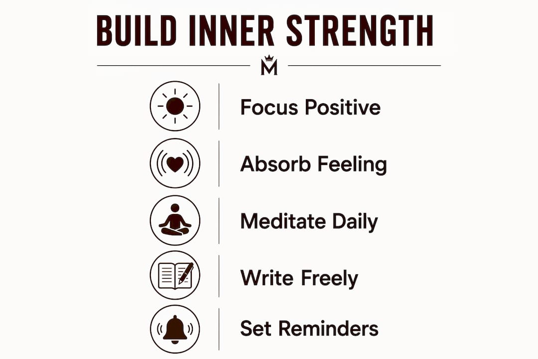 Infographic detailing steps to build inner strength
