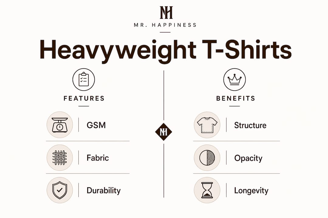 Infographic comparing heavyweight T-shirt features and benefits