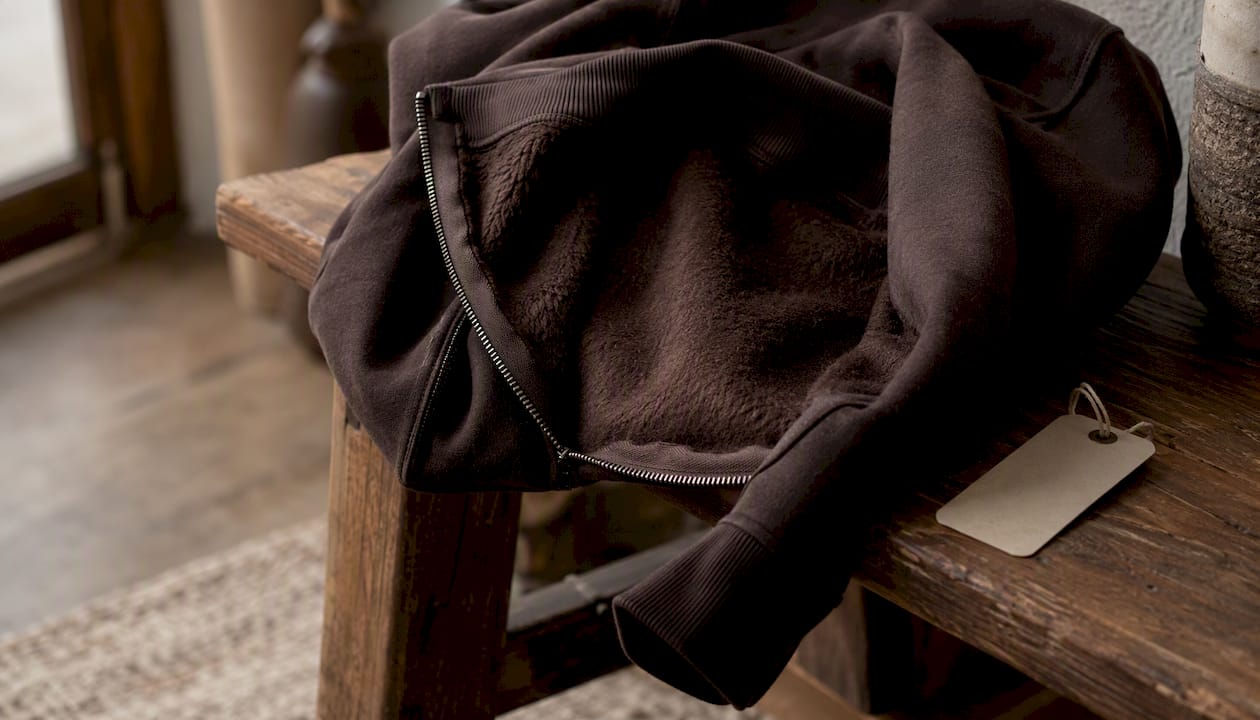 Close-up of heavyweight hoodie fabric detail