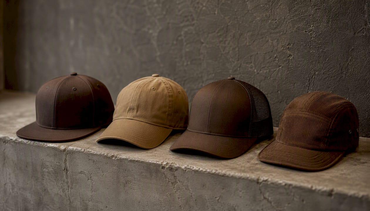 Close-up of different cap types and textures