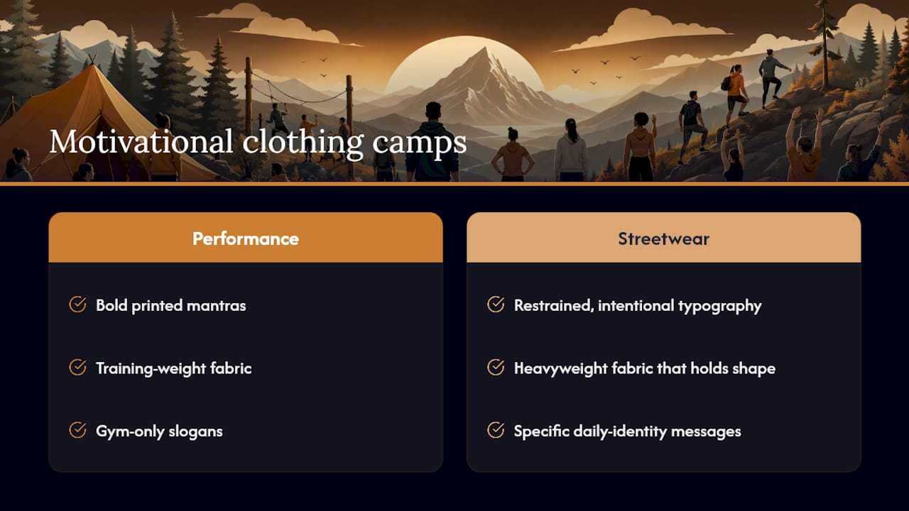 Diagram comparing performance vs streetwear motivational apparel