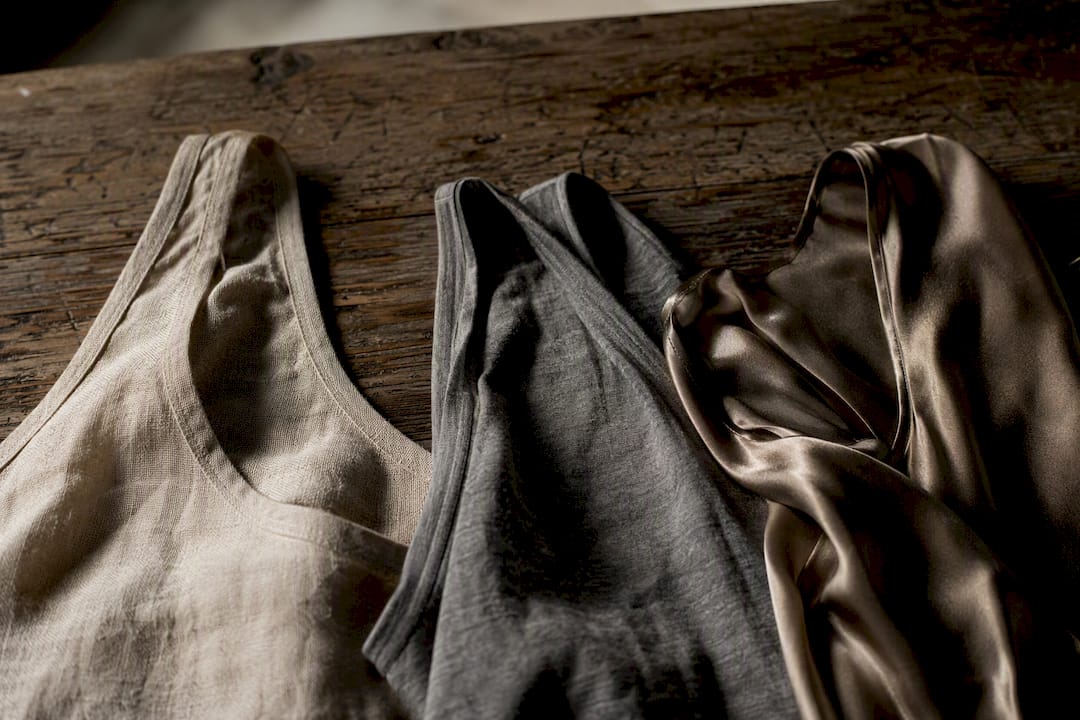 Three tank top fabric textures side by side
