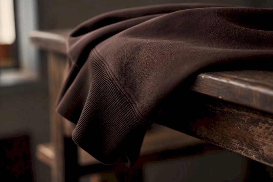 Close-up of heavyweight cotton fabric and ribbed cuff