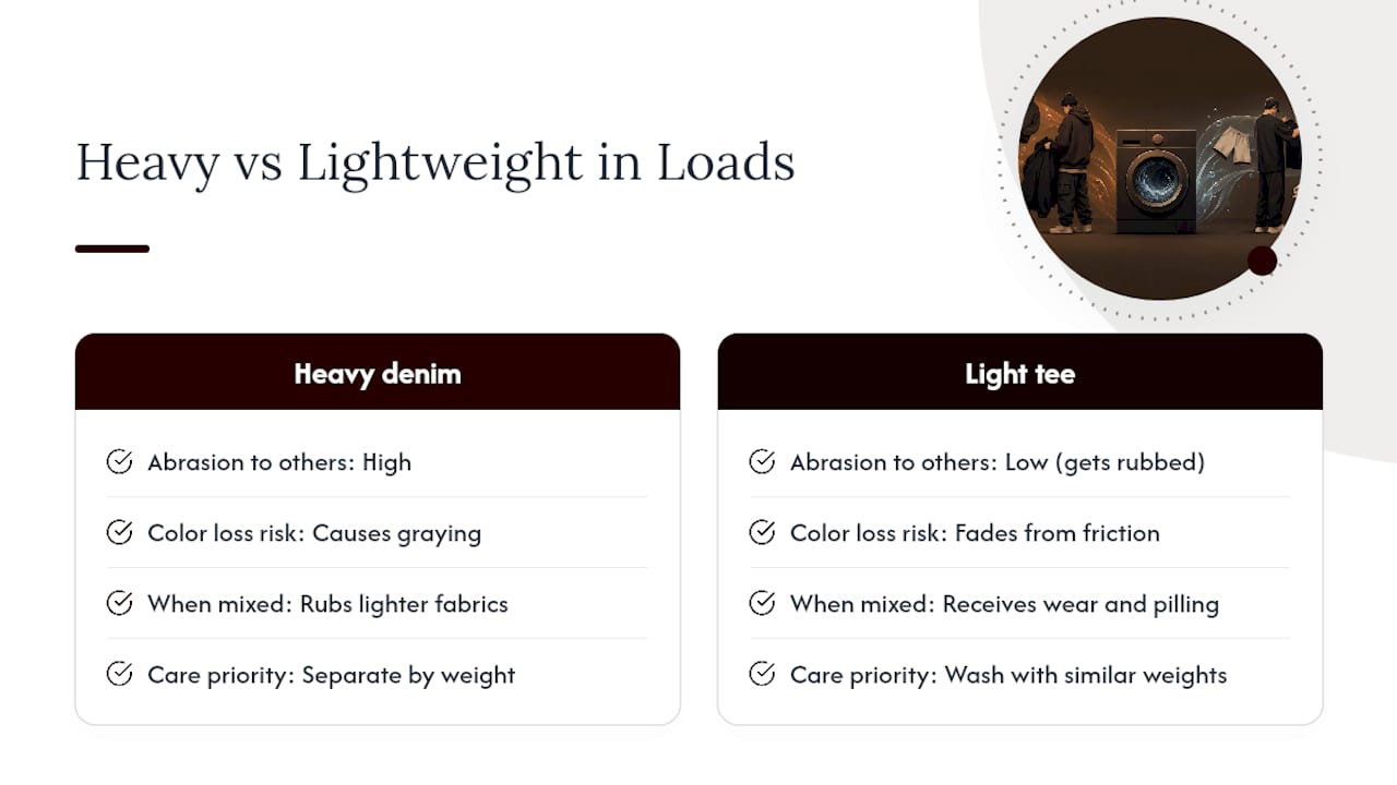Heavy and lightweight fabrics compared for abrasion