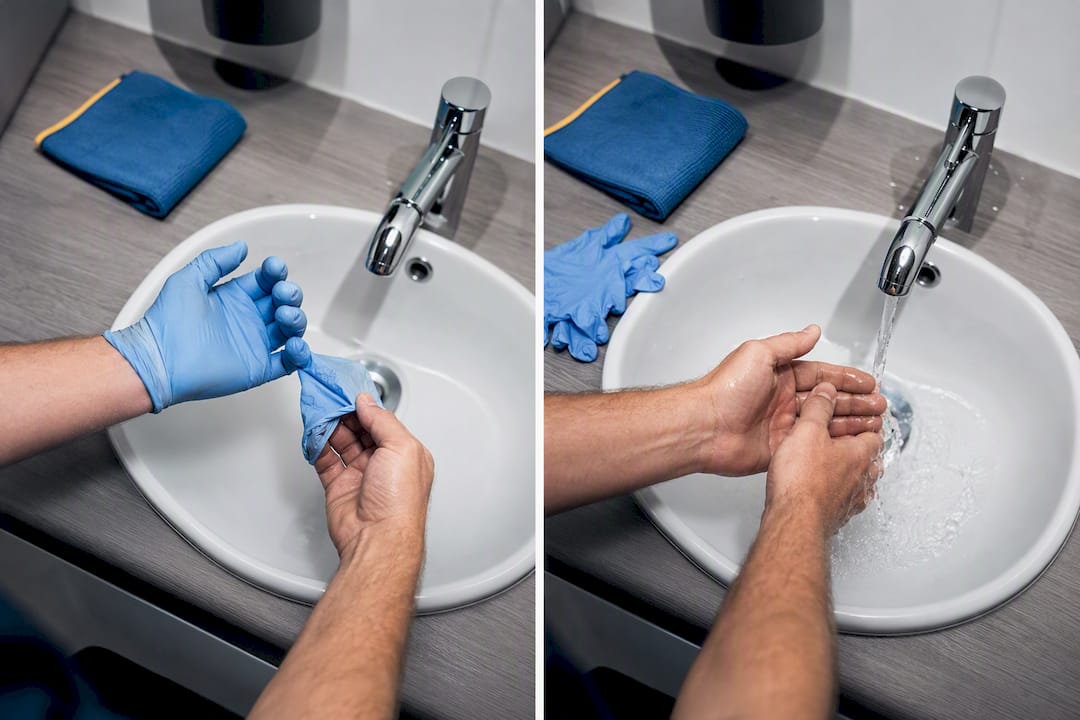 Veilig verwijderen van gebruikte handschoenen
