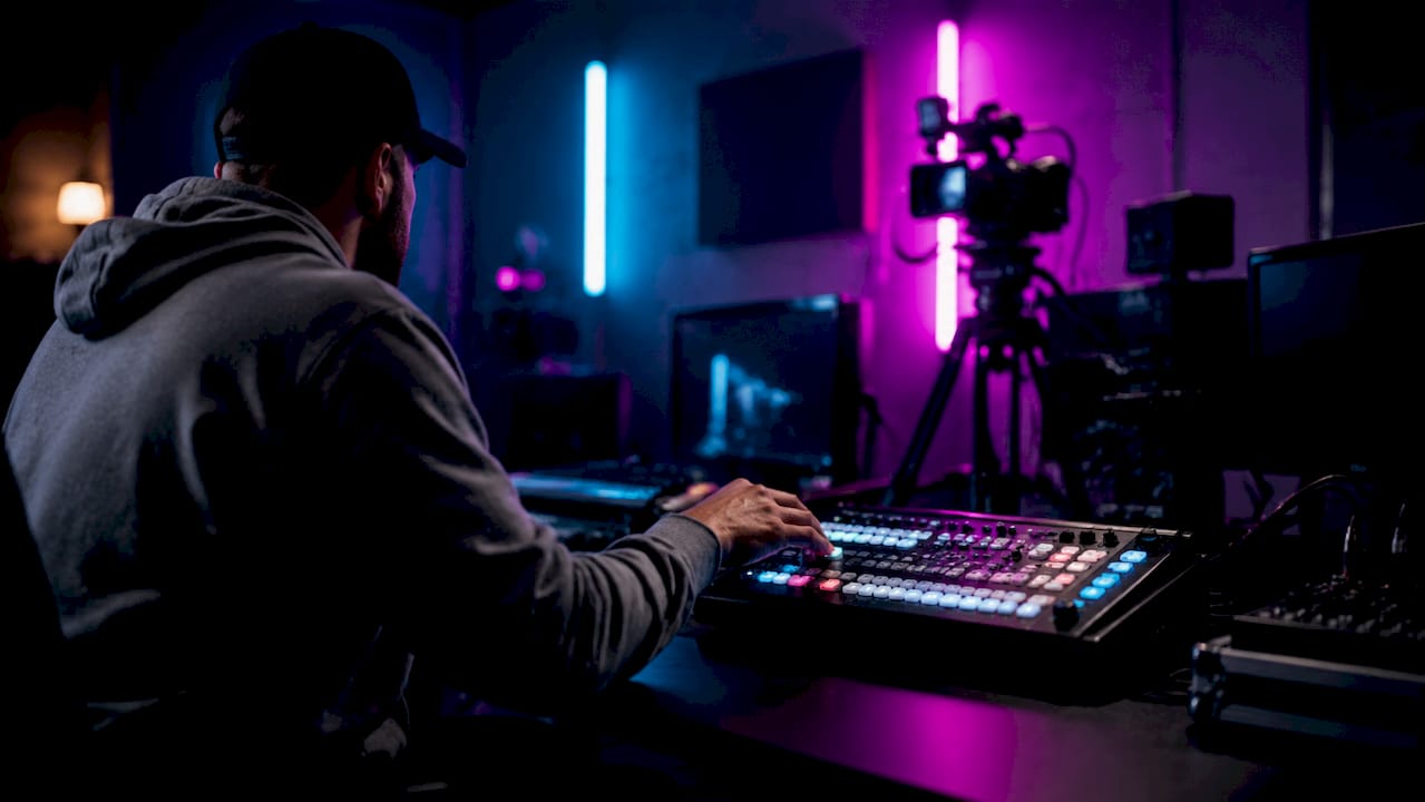 Hands controlling stream layout switcher