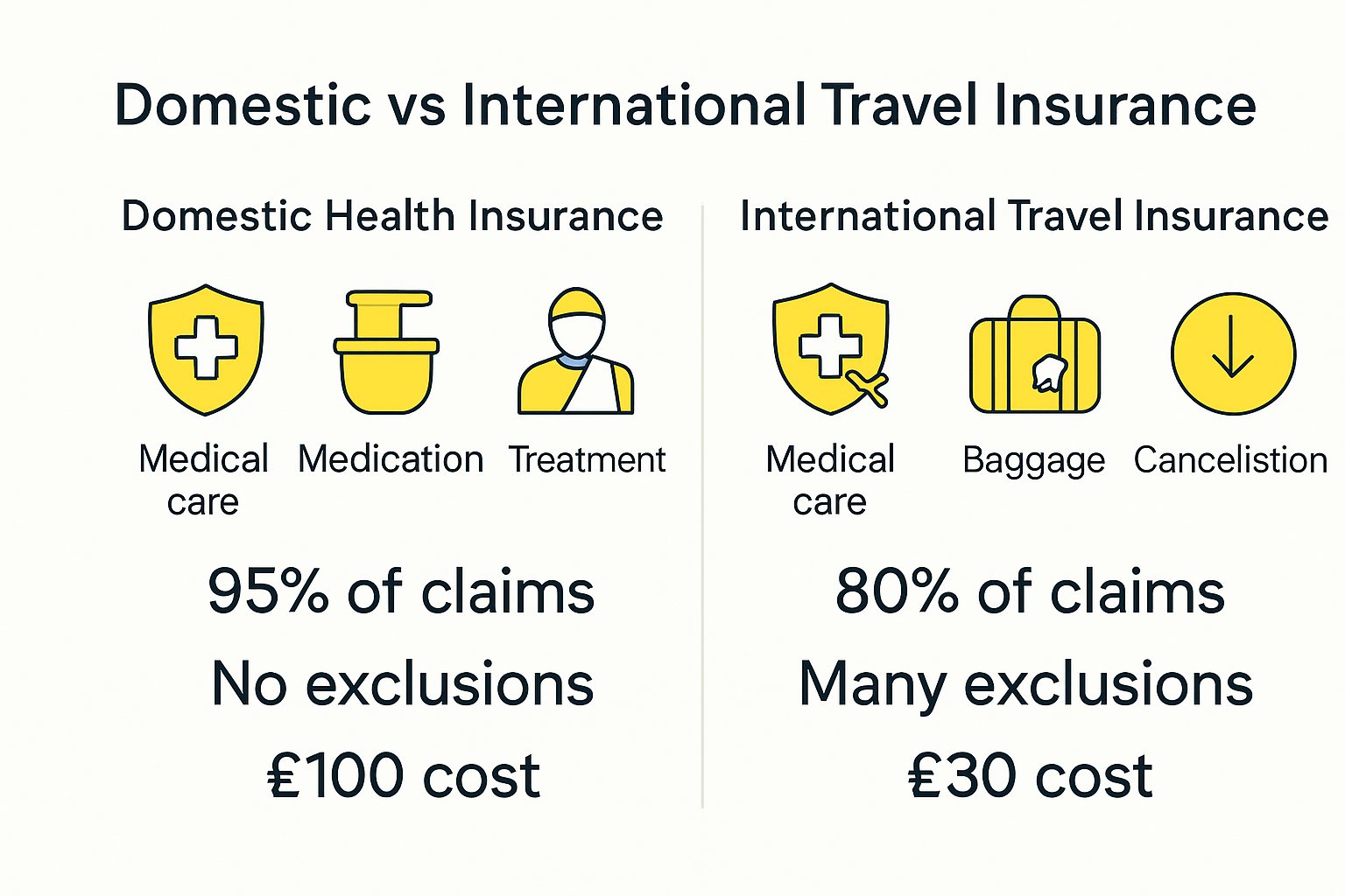Infographic comparing health and travel insurance coverage
