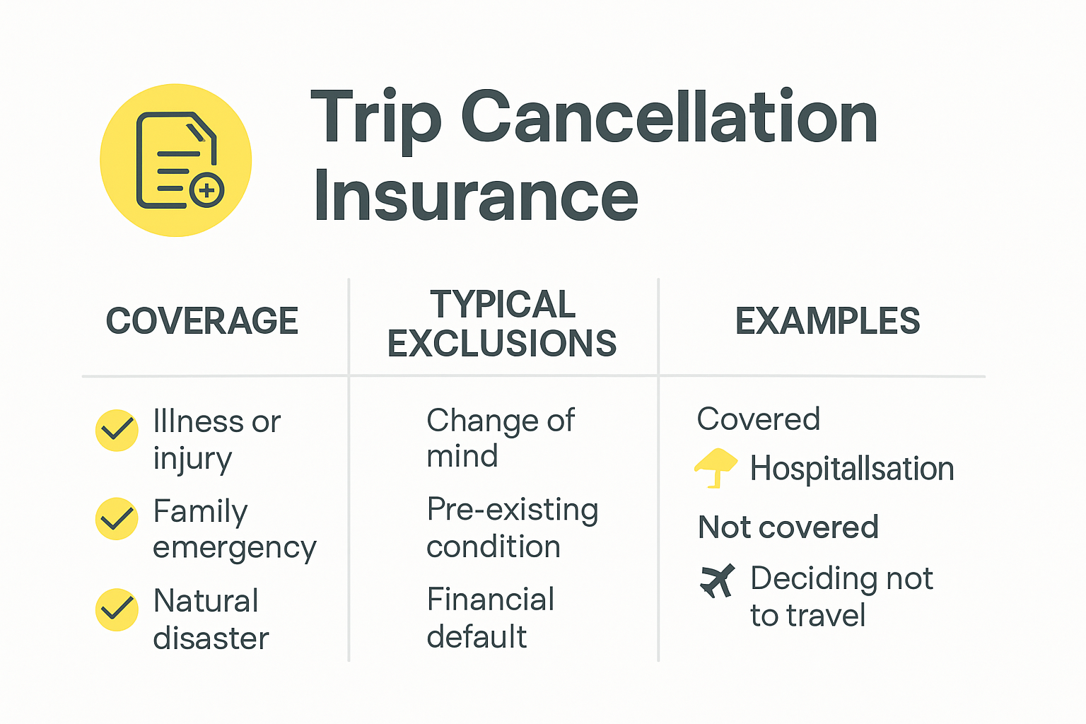 Comparison infographic of policy features and exclusions
