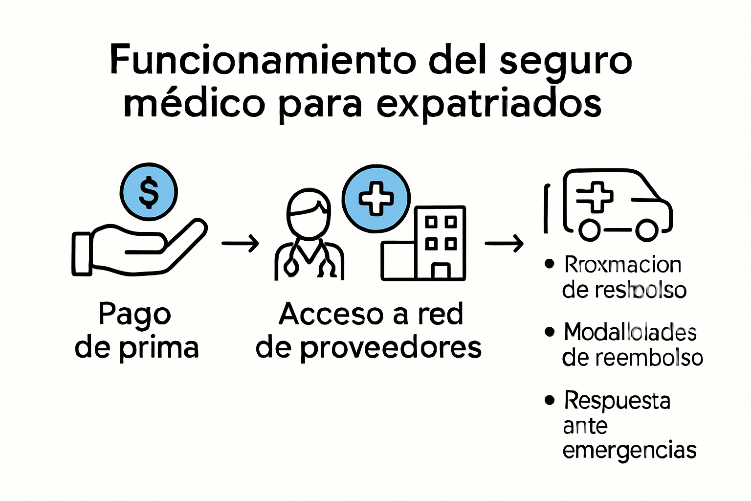Infografía sobre proceso del seguro médico para expatriados