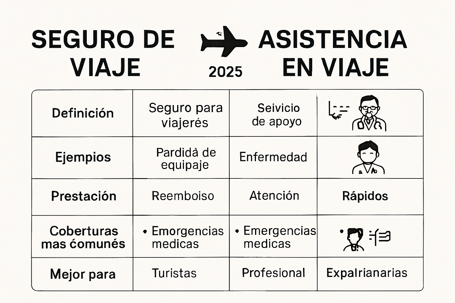 Infografía que compara seguro vs asistencia en viaje