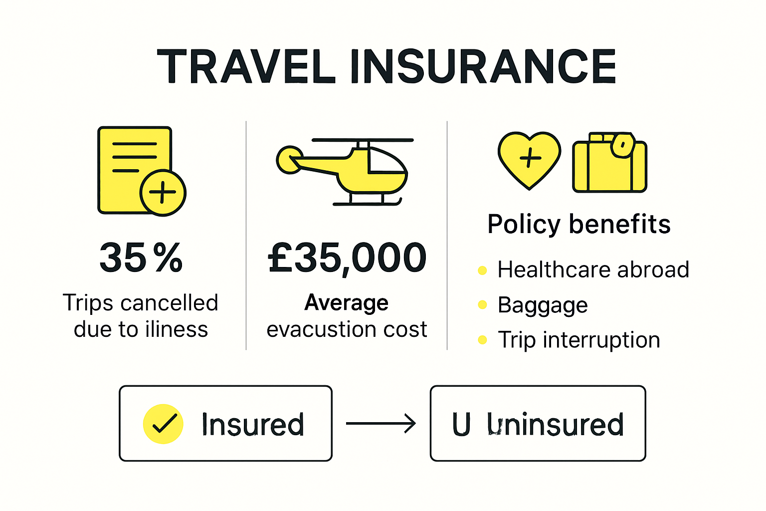 Travel insurance coverage and cost infographic comparison