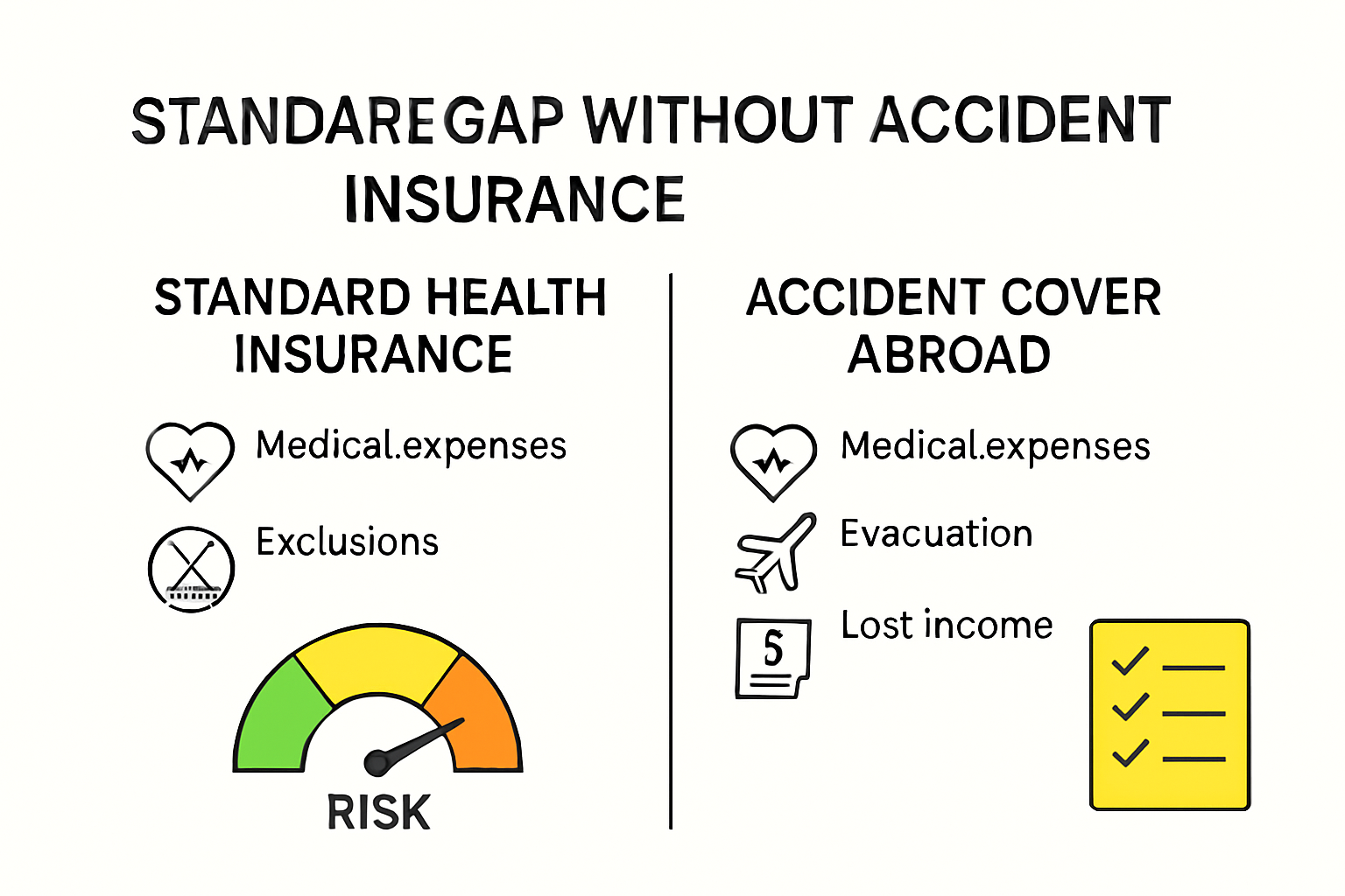 Infographic comparing health and accident insurance abroad