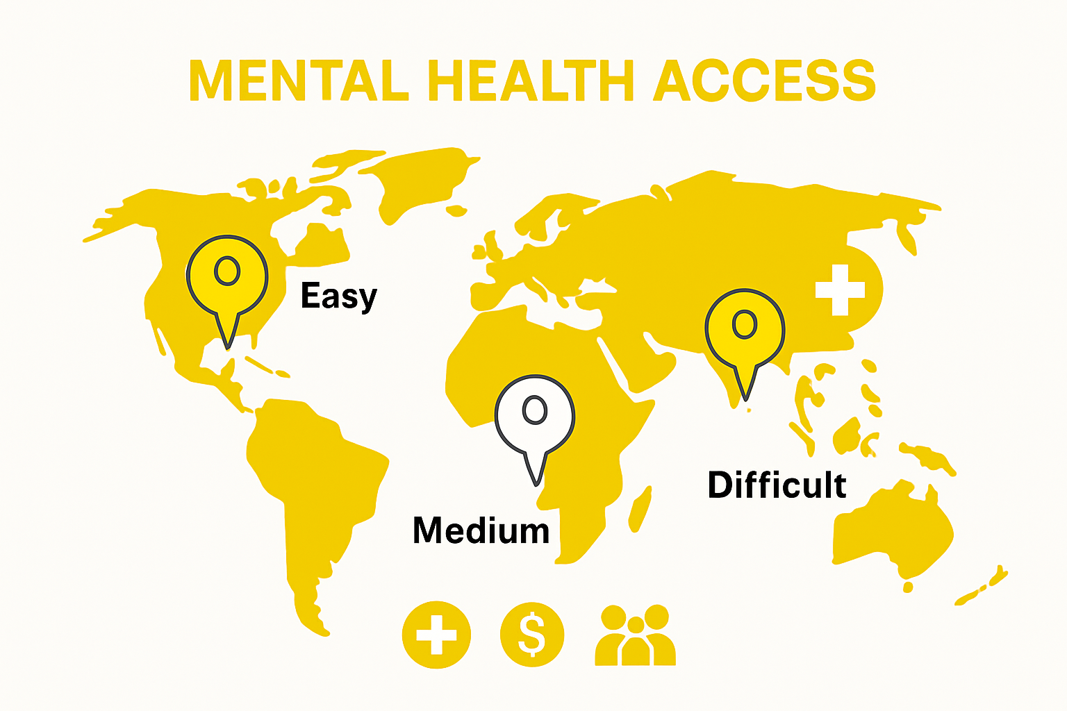Infographic comparing mental health service access in three countries