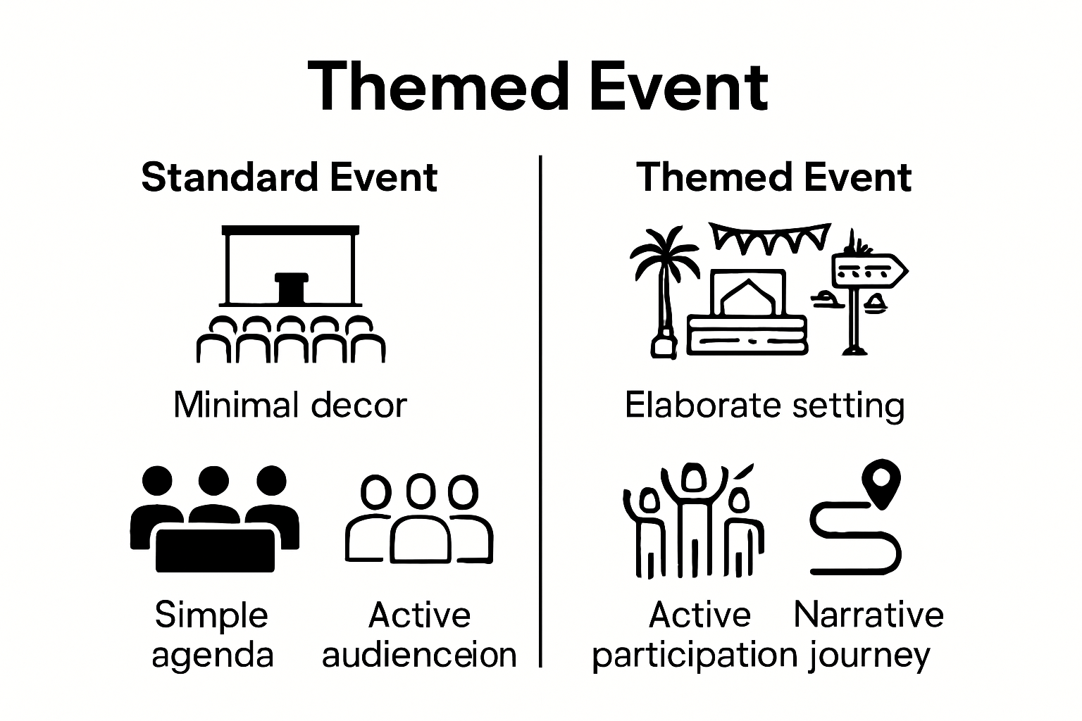 Comparison infographic of standard vs. themed events