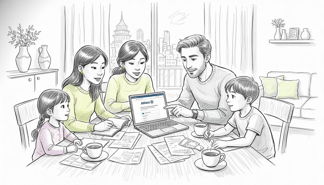 familia revisando póliza