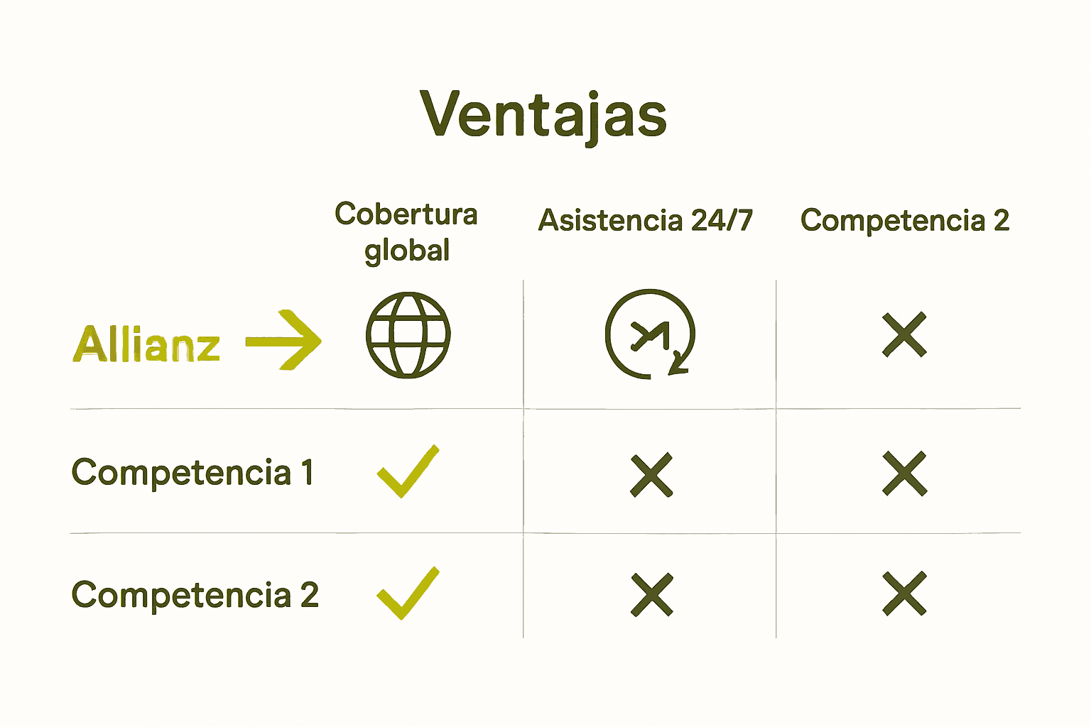 Infografía comparando Allianz con dos aseguradoras globales.