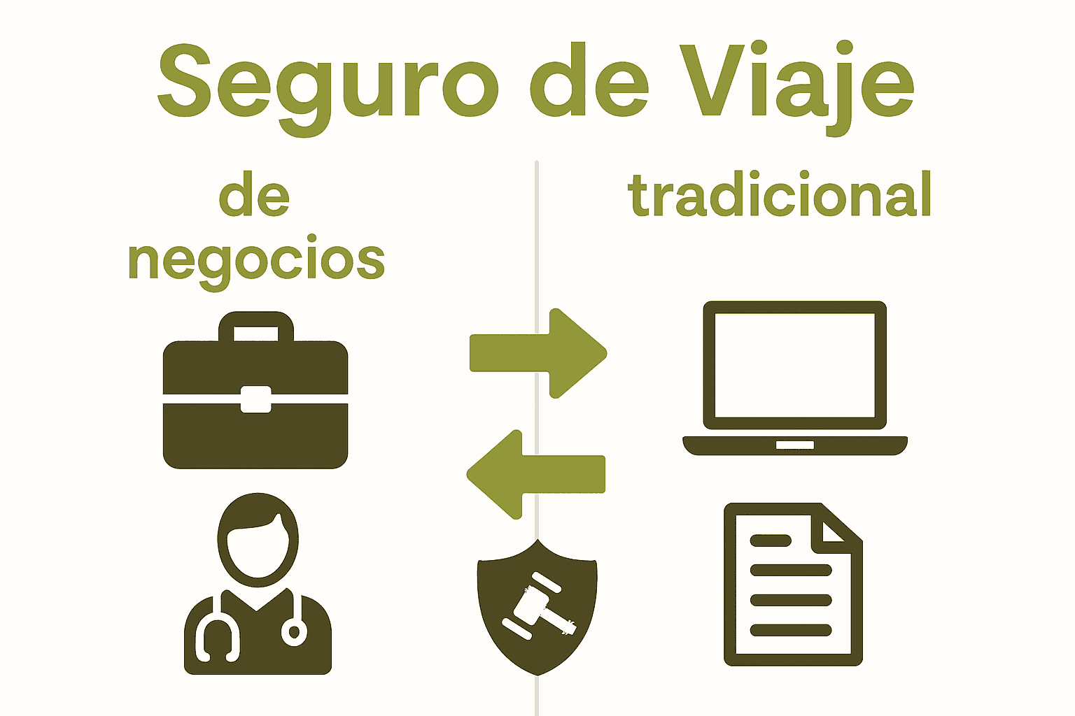 Infografía comparando seguro de viaje de negocios y tradicional