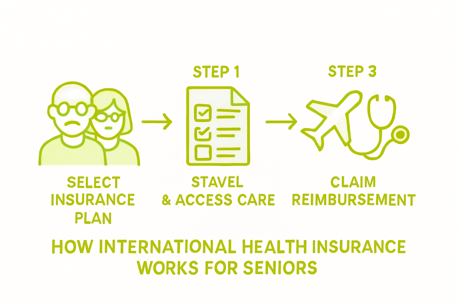 Infographic showing steps in senior international insurance